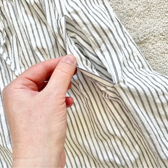 SOLIKA PINSTRIPED DRESS WITH POCKETS SIZE XS MINIMALIST CONTEMPORARY CHIC - Picture 3 of 11